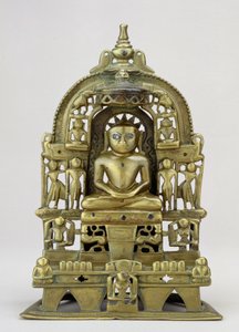 Imagen sentada del Tirthankara Jain Kuntanatha, Vasantagarh, Rajasthan del Sur, 1476