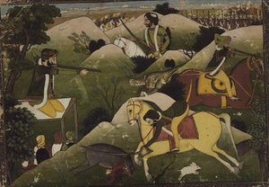 Príncipe sij cazando, Punjab de Indian School