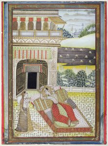 La Rani abandonada, de un Ragamala, Escuela de Rajasthan