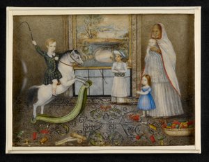 Los hijos de Sir John y Lady Login con su Ayah y su compañero de juegos indio, c.1846 (acuarela sobre marfil) de Indian School