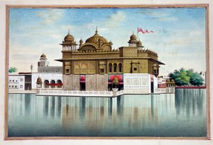 El Templo Dorado en Amritsar, del Reino del Punjab, sus gobernantes y jefes, volumen I, un volumen de 27 estudios en acuarela por un artista indio no identificado, c.1840 de Indian School