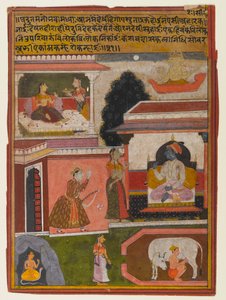 La Heroína Cuyos Deseos son Evidentes, Página de una Serie Rasikapriya, c.1660-1690 de Indian School