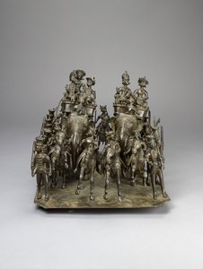 La cabalgata del Rey de Oudh montando con el Residente Británico en elefantes, c.1820 de Indian School