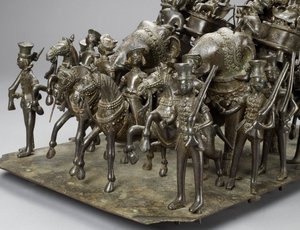 La cabalgata del Rey de Oudh montando con el Residente Británico en elefantes (detalle)