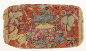 La diosa Kali lucha contra demonios, de Durga atacando a los demonios Shambha y Nishumbha
