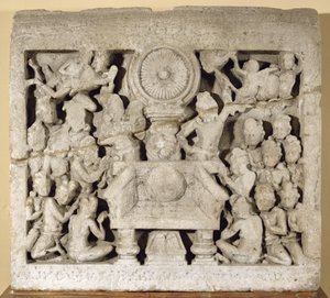 La adoración de los símbolos budistas, Amaravati de Indian School