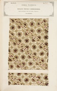 Muestra de muselina densamente bordada de Madrás, de La Colección de los Fabricantes de Textiles de la India, por John Forbes Watson, publicada en 1866 de Indian School