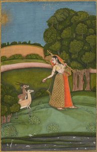 Todi Ragini, de una serie de Ragamala, c.1755 (acuarela opaca con oro sobre papel) de Indian School