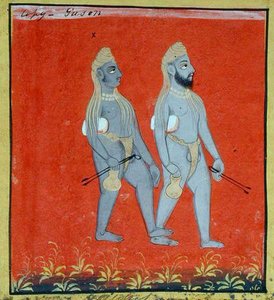 Dos Gosains, Mendicantes Religiosos, Udaipur, c.1810-20 (detalle) de Indian School