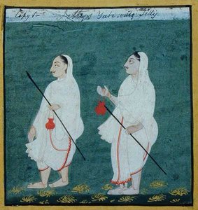 Dos Ascetas Jainistas con Cabello Enmarañado (jati) Mendicantes Religiosos, Udaipur, c.1810-20 de Indian School