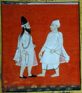 Dos faquires musulmanes errantes (jangam) mendigos religiosos, Udaipur, c.1810-20 (detalle) de Indian School