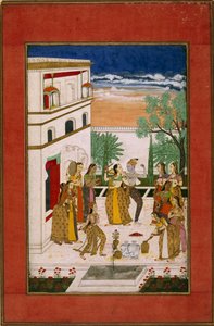 Vasanta Ragini, Radha y Krishna bailando, c.1760 (acuarela sobre papel) de Indian School