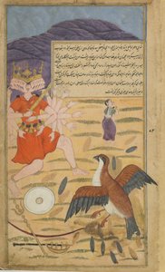 Vol.1 fol.132 El buitre Jatayus escucha la súplica de Sita y lucha contra Ravana de Indian School