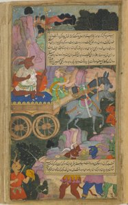Vol.2 fol.216 Kumbhakarna avanza hacia la batalla en su carro de Indian School