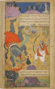 Vol.2 fol.223 Rama decapita a Kumbhakarna de Indian School