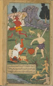 Vol.2 fol.228 Hanuman decapita a Trisiras de Indian School