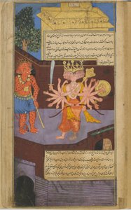 Ravana se encuentra con un temible guardián de la puerta en el palacio de Vali de Indian School