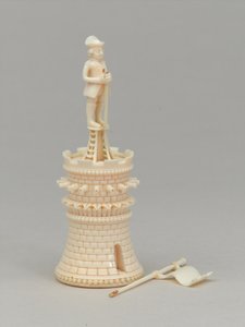 Torre blanca, pieza de ajedrez, India, circa 1820 de Indian School