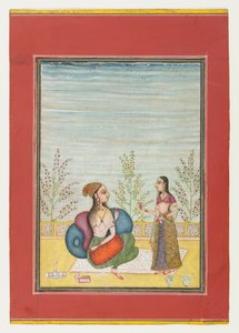 Mujer y asistente, c.1700-10 de Indian School