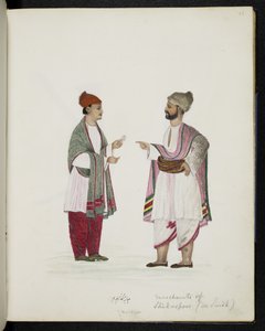 Comerciantes de Shikarpoor en Sindh (acuarela sobre papel)