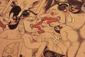 Detalle de un rollo de Wayang Beber (acuarela sobre papel) de Indonesian Indonesian