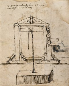 Diagrama para una polea levantando mampostería de Inigo Jones