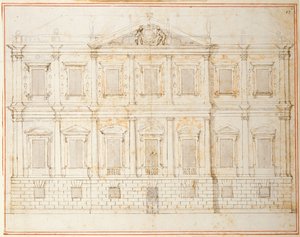 Elevación del penúltimo diseño para Banqueting House, Whitehall, c.1619 de Inigo Jones