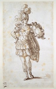 Caballero o escudero portando un escudo de Inigo Jones