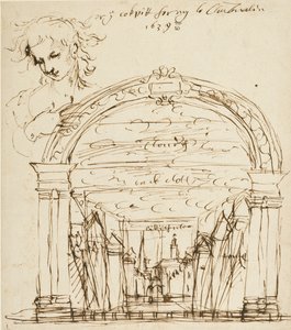 Escena de una obra no identificada en el Cockpit-in-Court de Inigo Jones