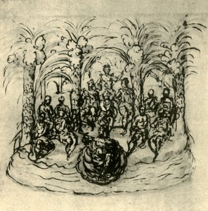 El carro marítimo que contiene a la reina y los enmascarados de Inigo Jones