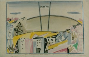Diseño de Escenario para la Tragedia Vladimir Mayakovsky por V. Mayakovsky