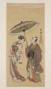 Actores Ichikawa Yaozō II como Soga no Jūrō y Segawa Kikunojō II como Ōiso no Tora de Ippitsusai Bunchō