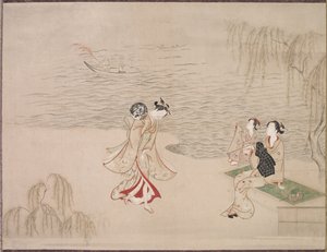 Bellezas en la orilla del mar de Ippitsusai Bunchō