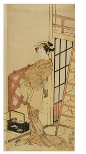 Actor de Kabuki en personaje como mujer (onnagata) de Ippitsusai Bunchō