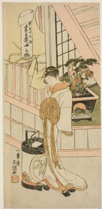 La cortesana Handayu de la casa de placer Nakaomiya, de la serie "Fuji-bumi (Cartas de amor dobladas)" de Ippitsusai Bunchō