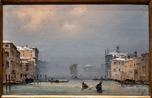 Nieve y niebla en el Gran Canal de Ippolito Caffi