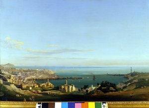 Vista de Génova. Pintura de Ippolito Caffi, alrededor de 1840. Genes, Nervi. Galería de Arte Moderna de Ippolito Caffi