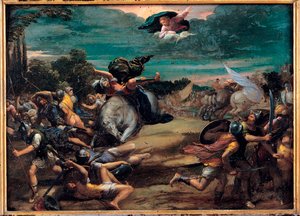 La conversion sur le chemin de Damas (San Pablo) - La Conversión en el Camino de Damasco - Pintura de Ippolito Scarsellino (Scarsella) (1551-1620), Óleo sobre madera 1590-1595 (39x55 cm) - Musei Capitolini, Rome de Ippolito Scarcella