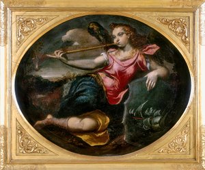 Fama, obra de Ippolito Scarsella, también conocido como lo Scarsellino, conservada en la Galleria Estense en Módena