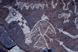 Petroglifos (arte rupestre) anasazi en Nuevo México.