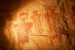 Imagen de arte rupestre en los alrededores del Cañón Thompson. Los paneles son de estilo Barrier Canyon., 2005 (foto)