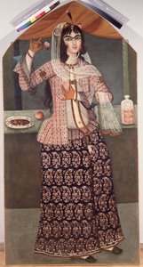 Mujer sosteniendo una rosa, principios del siglo XIX