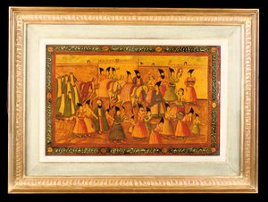 Uno de un par de paneles pintados, Irán Qajar, 1850-75 de Iranian School