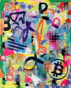 Graffiti de Bitcoin lleno de colorido