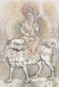 Irie Hako, Manjushri sentado en un león