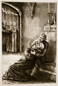 Muerte de San Columba, de The Trias Thaumaturga, o Tres Santos Milagrosos de Irlanda, por Mary Cusack (1829-99) publicado c.1890s de Irish School