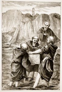 La caja de Santa Brígida, de The Trias Thaumaturga, o Tres Santos Milagrosos de Irlanda, por Mary Cusack (1829-99) publicado c.1890s