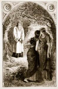 San Patricio encontrado por vírgenes en el bosque de Fochlut, de The Trias Thaumaturga, o Tres Santos Milagrosos de Irlanda, por Mary Cusack (1829-99) publicado c.1890s de Irish School