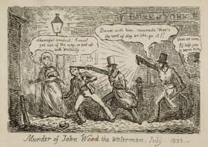 Asesinato del aguador John Wood, julio de 1833 (grabado)