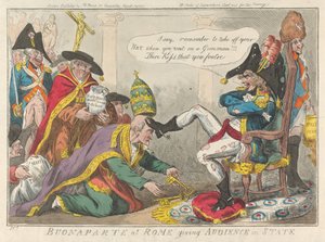 Buonaparte in Rom gibt Audienz im Staatsgewand